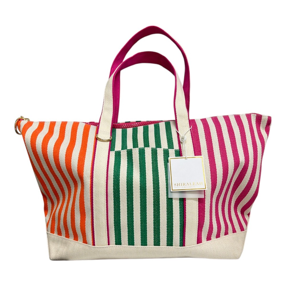 Shiraleah‎ Chicago Multi Port Stripe Tote Zipper Closure 16"W x 8"D 14"H NWT